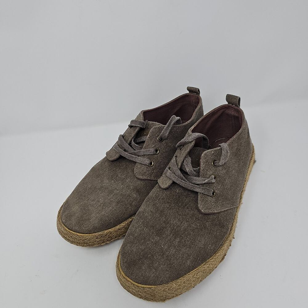 Lamo Mens Brown Canvas Chukka Espadrille Lace Up Shoes Size 10 Coastal Casual